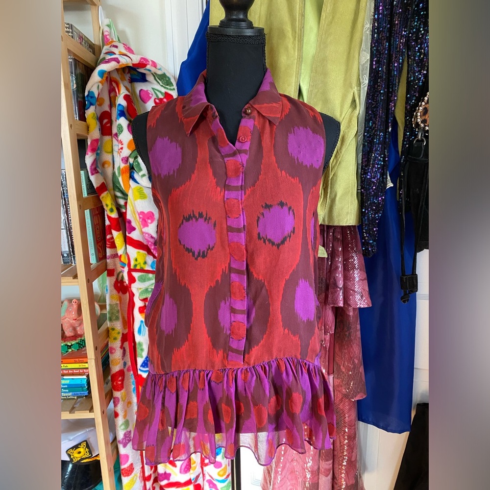 Diane Von Frustenberg Red ruffle top